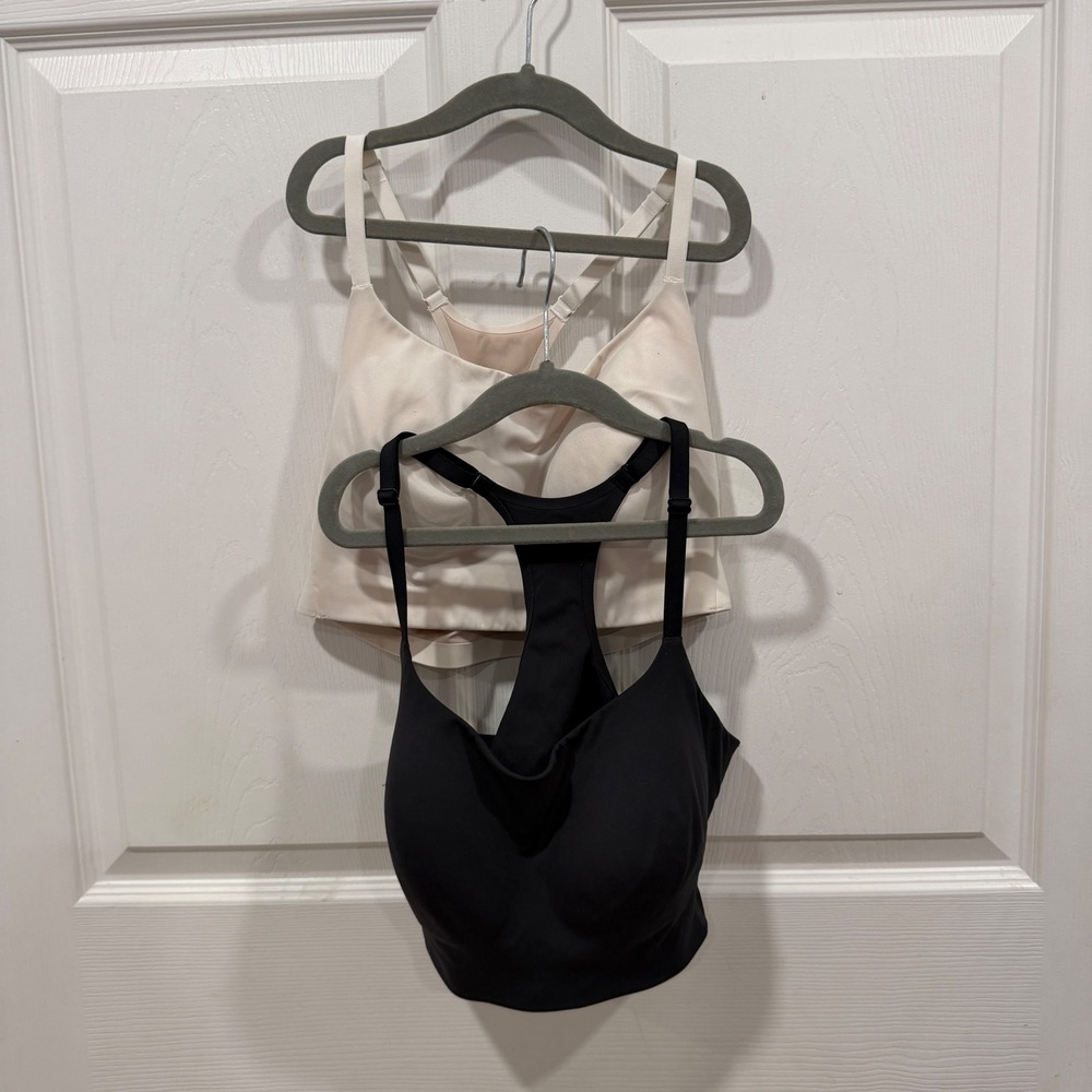 HUUG H230004 Sports Bra Bundle Black Cream Racerback Molded Cup Size S Set of 2
